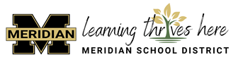 The image is a logo for the meridian school district.